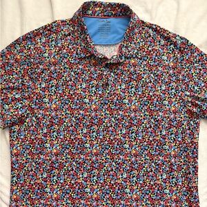 Birdie Bound Golf Polo Mens 3XL Performance Floral Print Stretch Tropical Preppy